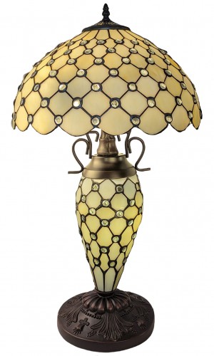 Double Lamp With Resin Base 56cm Medium - Cream Jewelled Design
