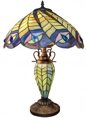 Double Lamp With Resin Base 60cm Large - Peacock Design