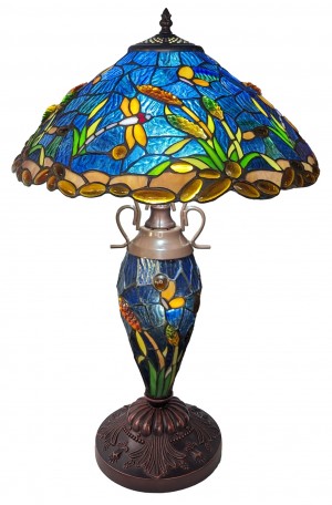 Double Lamp With Resin Base 60cm Large - Riverbank & Dragonfly Design
