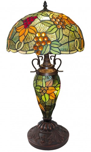 Double Lamp With Resin Base - 56cm Medium - Grape Design Green