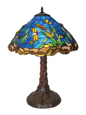 Riverbank and Dragonfly Tiffany Table Lamp (Medium) 43cm