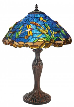 Riverbank and Dragonfly Tiffany Table Lamp 59cm (Large)