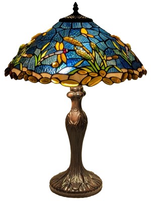 Riverbank and Dragonfly Tiffany Table Lamp 59cm (Large)