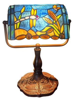 Bankers Lamp - Riverbank Dragonfly Design