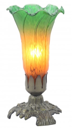 Upward Lily Lamp Amber/Green - 20.5cm