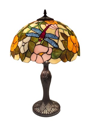 Flower and Dragonfly Tiffany Table Lamp 47cm (Medium)