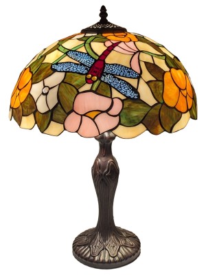 Flower and Dragonfly Tiffany Table Lamp 56cm (Large)