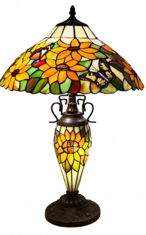 Double Lamp With Resin Base 56cm Medium - Sunflower/Butterfly Design