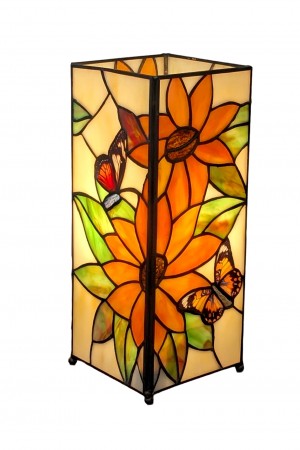 Sunflower and Butterfly Square Lamp 27cm 