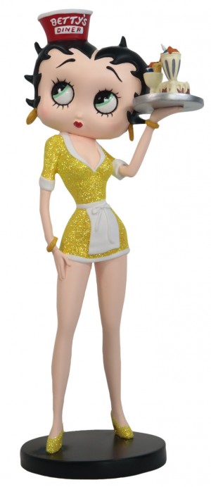 Betty Boop Diner Waitress Yellow Glitter Dress  31.5cm