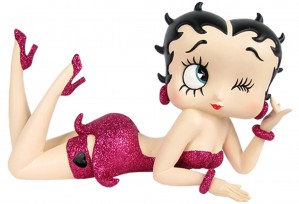 Betty Boop Lying Down Pink Fuchsia Glitter Dress 20.5cm