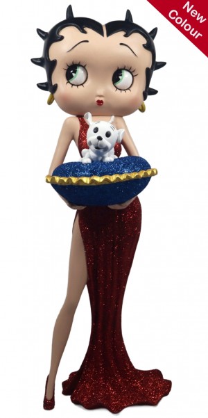 Betty Boop With Blue Glitter Pillow Box (Red Dress) 36.5cm