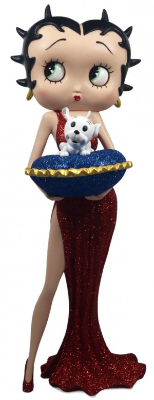 Betty Boop With Blue Glitter Pillow Box (Red Dress) 36.5cm