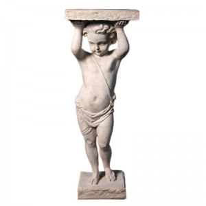 Cherub Pedestal - Roman Stone Finish - 106cm