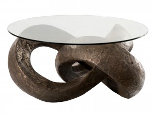 Trifoil Coffee Table Bronze Base With Glass Top - 89cm
