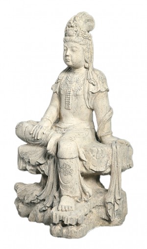 Sitting Kuan Yin - 89cm - Roman Stone Finish