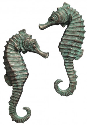 Set Of 2 Seahorse Wall Decor Garnish Bronze - 61cm