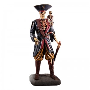 Skeleton Pirate With Monkey - 183cm