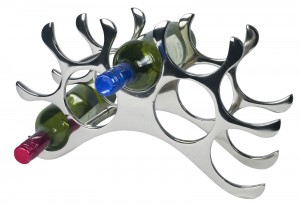 9 Bottle Wine Rack - Cast Aluminium - Nickel Plated Finish 39cm