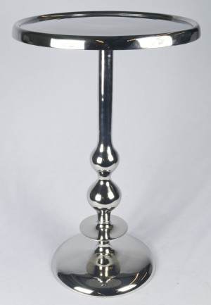 Pedestal Table D38cm - Cast Aluminium - Nickel Finish