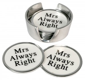 Aluminium Set of 6 Coasters Mrs Always Right 9.7cm