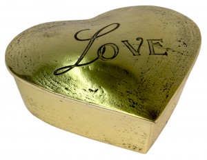 Brass Love Heart Shaped Box 13.5cm