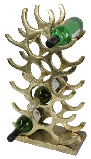 15 Bottle Wine Rack - Brass Finish 55.5cm
