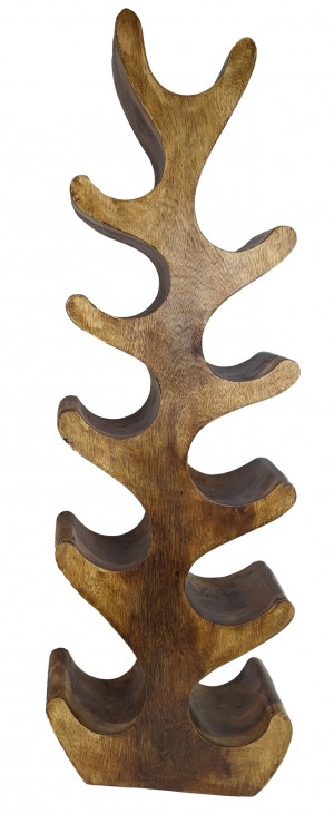 Hand Carved Wooden Tree 11 Wine Bottle Holder - Polished 100cm