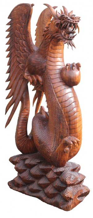 Hand Carved Wooden Dragon - 150cm