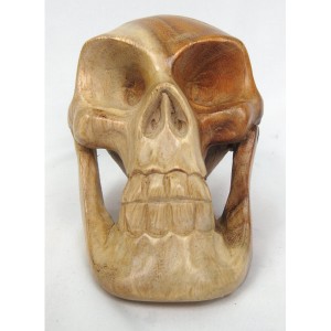 Hand Carved Wooden Skull 15cm