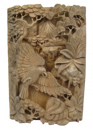 Wooden Handcarved Wall Hanging - Eagle & Cobra 48.5cm