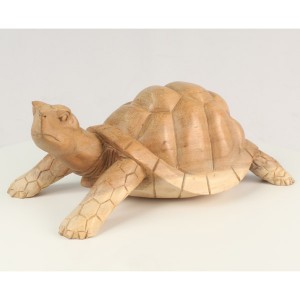 Hand Carved Tortoise - Natural Finish Suar Wood 30cm