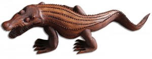 Hand Carved  Crocodile - Brown Polished - Suar Wood - 100cm