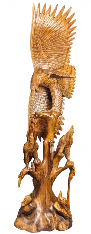 Hand Carved  Wooden Eagle - Suar Wood - 158cm