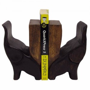 Wooden Elephant Bookends 20cm