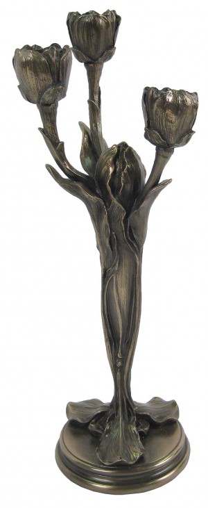 Bronze Finish - 3 Flower Candle Holder 34cm