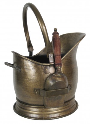 Coal Bucket With Shovel - Antique Brass Finish 45cm