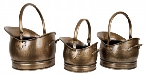 Set Of 3 Classic Scuttles - Antique Brass Finish 45cm