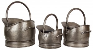 Set Of 3 Classic Scuttles - Antique Pewter Finish 47cm