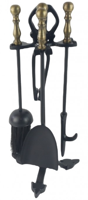 Companion Set - Black, Antique Brass 42cm