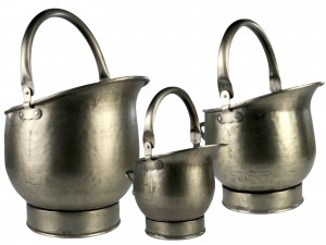 Set of 3 Coal Scuttles Antique Pewter Finish  44cm 