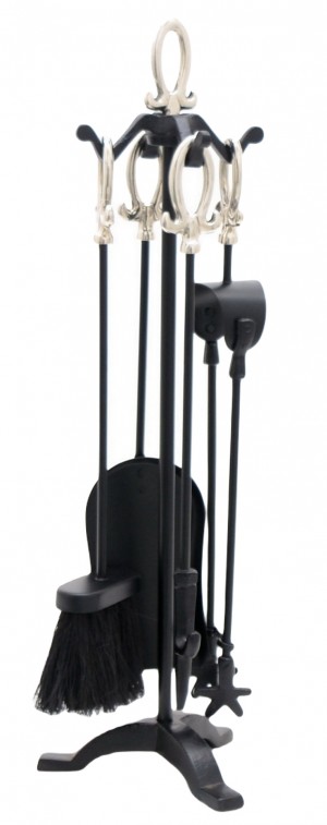Tudor Companion Set Black, Nickel Finish Top - 63cm