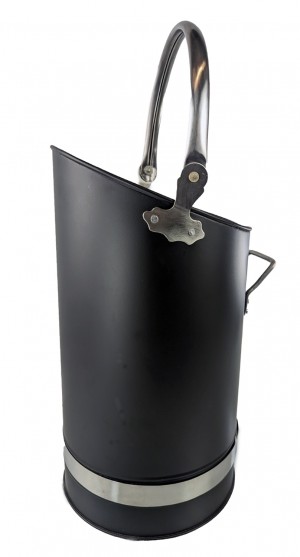 Black Coal Bucket  With Nickel Finish Handles 55cm