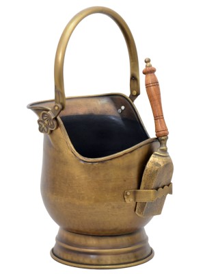 Small Coal Bucket with Shovel - Antique Brass 53cm