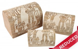 Set of 3 Domed Fox Boxes 23cm