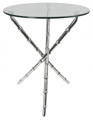 Aluminium Bamboo Table Glass Top 64.2cm