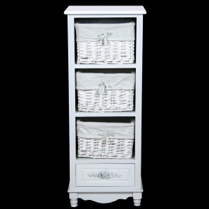 White Cabinet with 1 Drawer & 3 Baskets 100cm