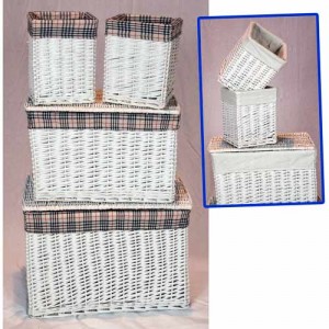 Set Of 4 Linen Baskets 60cm