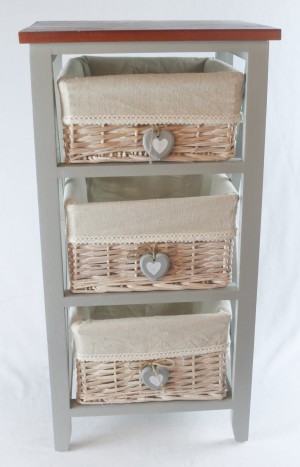 3 Basket Chest with hearts 69cm