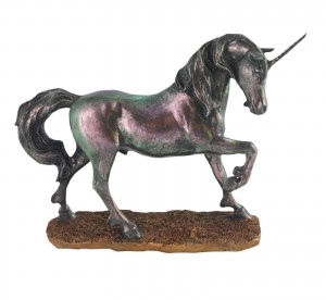 Standing Unicorn 29cm - Iridescent Pewter Finish